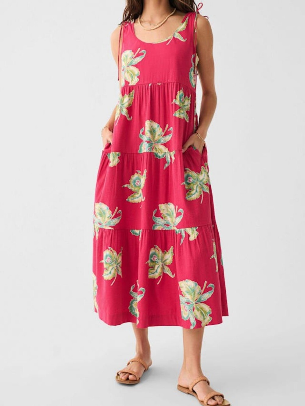 Faherty Pink Orchid Blossom Lanai Seersucker Midi Dress Size XS